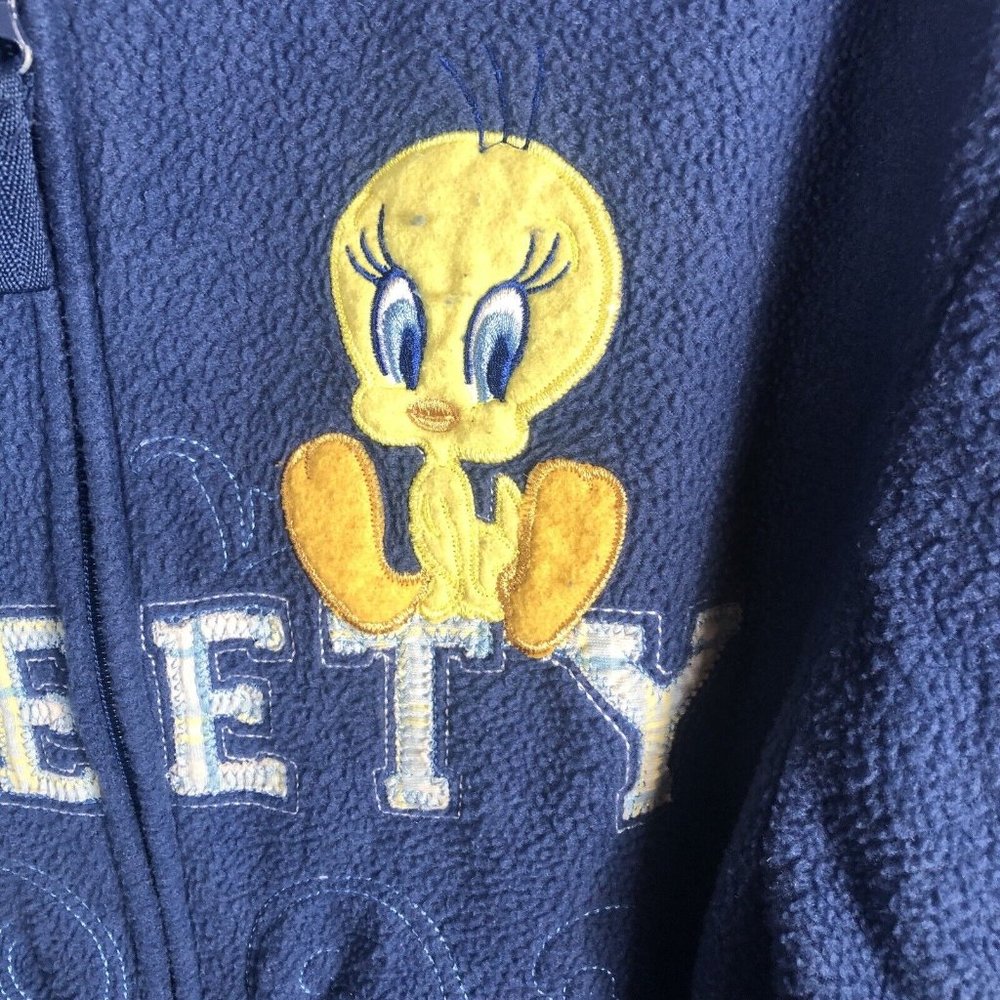 Women's Looney Tunes Tweety Bird Blue Fleece Zip Up Hoodie Sweatshirt Size Large - Picture 3 of 7